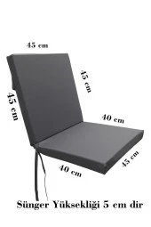 Mi̇rzade 6 Adet Eli̇t Su Geçi̇rmez Yüksek Arkali Mi̇nder-Koyu Gri̇ | 6’lı Su Geçirmez Yüksek Arkalı Sandalye Minderi – Fermuarlı thumbnail 7