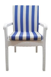 6 Adet Eli̇t Su Geçi̇rmez Yüksek Arkali Mi̇nder-Mavi̇/Krem | 6’lı Su Geçirmez Yüksek Arkalı Sandalye Minderi – Fermuarlı thumbnail 1