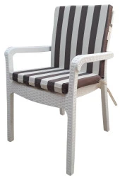 Mi̇rzade 6 Adet Eli̇t Su Geçi̇rmez Yüksek Arkali Mi̇nder-Kahve/Krem | 6’lı Su Geçirmez Yüksek Arkalı Sandalye Minderi – Fermuarlı thumbnail 3