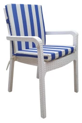 6 Adet Eli̇t Su Geçi̇rmez Yüksek Arkali Mi̇nder-Mavi̇/Krem | 6’lı Su Geçirmez Yüksek Arkalı Sandalye Minderi – Fermuarlı thumbnail 2