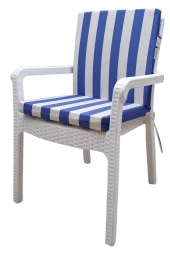 6 Adet Eli̇t Su Geçi̇rmez Yüksek Arkali Mi̇nder-Mavi̇/Krem | 6’lı Su Geçirmez Yüksek Arkalı Sandalye Minderi – Fermuarlı thumbnail 3