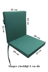 Mi̇rzade 6 Adet Eli̇t Su Geçi̇rmez Yüksek Arkali Mi̇nder-Koyu Yeşi̇l | 6’lı Su Geçirmez Yüksek Arkalı Sandalye Minderi – Fermuarlı thumbnail 7