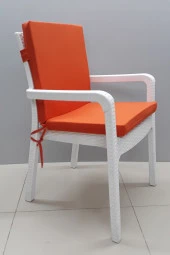 Mi̇rzade 4 Adet Eli̇t Yüksek Arkali Mi̇nder Duck Bezi̇-Turuncu | 4’lü Elit Yüksek Arkalı Sandalye Minderi – Duck Bezi, Fermuarlı thumbnail 2