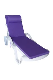 Mi̇rzade Şezlong Mi̇nderi̇ Lüks Su Geçi̇rmez Kumaş Yastikli Gri̇ Süngerli̇ Fermuarli-Mor | Yastıklı Lüks Şezlong Minderi – 5 cm Sünger thumbnail 1