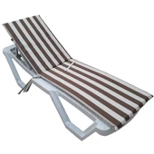 Mi̇rzade Şezlong Mi̇nderi̇ Lüks Su Geçi̇rmez Kumaş Yastikli Gri̇ Süngerli̇ Fermuarli-Kahve/Krem | Yastıklı Lüks Şezlong Minderi – 5 cm Sünger thumbnail 1