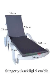 Mi̇rzade Şezlong Mi̇nderi̇ Standart Su Geçi̇rmez Malzeme-K.Gri̇ | Su Geçirmez Şezlong Minderi – 5 cm Sünger - 4