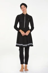 Adasea 4545 Mark  Siyah Tam Boy Tasarım Tesettür Mayo thumbnail 3