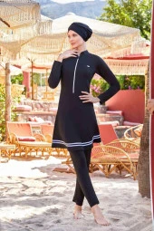 Adasea 4545 Mark  Siyah Tam Boy Tasarım Tesettür Mayo thumbnail 1