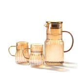 Arow Mia 2 Bardaklı Borosilikat Cam Sürahi Takımı Gold 1400 Ml TR-3984 - 1