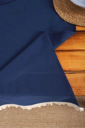 Premium Keten Lacivert Püsküllü Runner Masa örtüsü(45 x 150) - 3