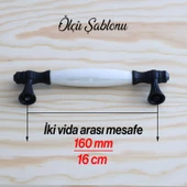 Gerçek Sedef Kulpu Siyah160 Mm Mobilya Çekmece Dolap Mutfak Kulpları Kulbu Kulpları Dolabı Kulpu thumbnail 7