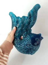 Vazo Balık Çiçek Biblo Çini Seramik El Sanat Ev Masa Süsü Dekoratif Obje - 2