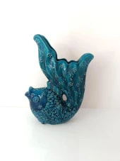 Vazo Balık Çiçek Biblo Çini Seramik El Sanat Ev Masa Süsü Dekoratif Obje - 6