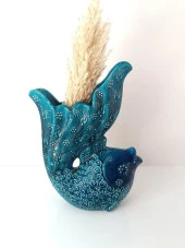 Vazo Balık Çiçek Biblo Çini Seramik El Sanat Ev Masa Süsü Dekoratif Obje - 7