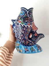Vazo Balık Çiçek Biblo Çini Seramik El Sanat Ev Masa Süsü Dekoratif Obje - 2