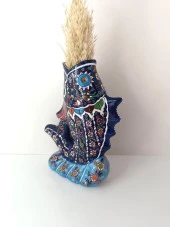 Vazo Balık Çiçek Biblo Çini Seramik El Sanat Ev Masa Süsü Dekoratif Obje - 4