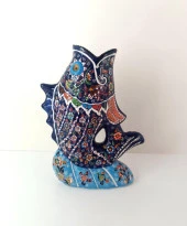 Vazo Balık Çiçek Biblo Çini Seramik El Sanat Ev Masa Süsü Dekoratif Obje - 8