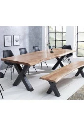 NESTA MOBİLYA Saka 90cm x 200cm Doğal Masif Ahşap Yemek Masası - 1