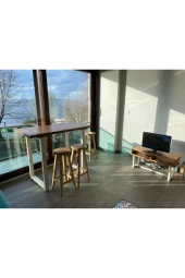 Retro Çift Renk Ahşap Bar Masası - 1