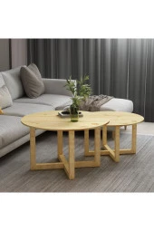 GİVAYO WOOD'S Soft Ikili Doğal Ahşap Orta Sehpa 70*70*42 - 2