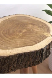 Dopekido Tasarım Ak Meşe Ağacı Doğal Ahşap Kütük Zigon Sehpa - 1