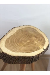Dopekido Tasarım Ak Meşe Ağacı Doğal Ahşap Kütük Zigon Sehpa - 2
