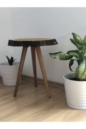 Dopekido Tasarım Ak Meşe Ağacı Doğal Ahşap Kütük Zigon Sehpa - 3