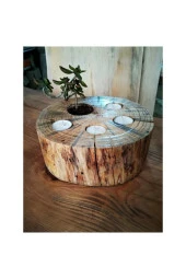 NUR AHŞAP Saksılı Kütük Mumluk - 1