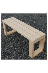 benline Masif Ahşap Bank Tabure Sandalye Natürel Çam 100x40x30x2,5cm - 1