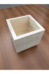 NUR AHŞAP Dekoratif Doğal Ahşap Saksı - 1