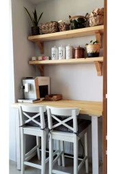 retro atölye Ahşap Bar Masası Yüksek Masa Ve Raf Set thumbnail 1