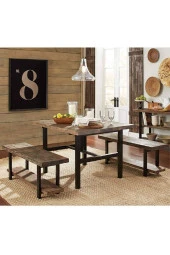 Teknolojipro Ahşap Yemek Masası Ve 2 Adet Bank 4 Kişilik Yemek Masası Masif Ahşap Yemek Masası Takımı - 2