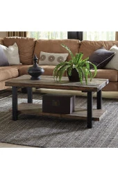 Loubrimart Ahşap Masif Ağaç Doğal Orta Sehpa Demir Iskelet 2 Katlı Sehpa thumbnail 1