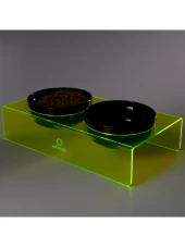 Petmagic Akrilik Pleksi Evcil Hayvan Siyah Seramik Kaseli İkili Kedi ve Köpek Mama Su Kabı-Neon Sarı thumbnail 4