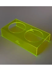 Petmagic Akrilik Pleksi Evcil Hayvan Siyah Seramik Kaseli İkili Kedi ve Köpek Mama Su Kabı-Neon Sarı thumbnail 5