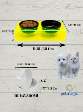 Petmagic Akrilik Pleksi Evcil Hayvan Siyah Seramik Kaseli İkili Kedi ve Köpek Mama Su Kabı-Neon Sarı thumbnail 6
