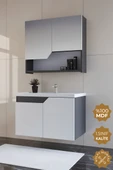Teta Home Napoli 80 cm Mdf Banyo Dolabı Seti   Antrasit-Beyaz thumbnail 1