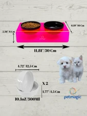 Petmagic Akrilik Pleksi Evcil Hayvan Siyah Seramik Kaseli İkili Kedi ve Köpek Mama Su Kabı-Neon Kırmızı thumbnail 6