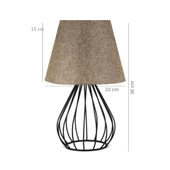 North Home Siyah Metal Kafes Gövdeli Konik Kumaş Başlıklı Abajur - 12