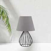 North Home Siyah Metal Kafes Gövdeli Konik Kumaş Başlıklı Abajur - 1