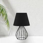 North Home Siyah Metal Kafes Gövdeli Konik Kumaş Başlıklı Abajur - 7