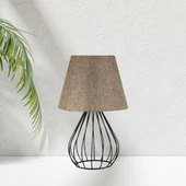 North Home Siyah Metal Kafes Gövdeli Konik Kumaş Başlıklı Abajur - 10