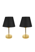 Gold Metal Ayaklı İkili Abajur Masa Lambası thumbnail 2