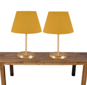 A&G Gold Gövdeli İkili Abajur Seti Kumaş Başlık - 2