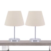 A&G Krom Gövdeli İkili Abajur Seti Kumaş Başlık thumbnail 2