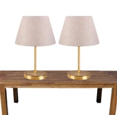 A&G Gold Gövdeli İkili Abajur Seti Kumaş Başlık - 4