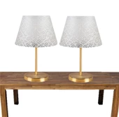 A&G Gold Gövdeli İkili Abajur Seti Kumaş Başlık - 6