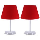 A&G Krom Gövdeli İkili Abajur Seti Kumaş Başlık thumbnail 6