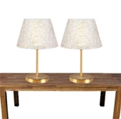 A&G Gold Gövdeli İkili Abajur Seti Kumaş Başlık - 3