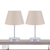 A&G Krom Gövdeli İkili Abajur Seti Kumaş Başlık thumbnail 5